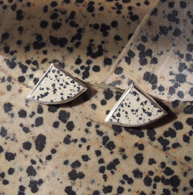 Dalmatian Stone Jasper Sterling Silver Stud Earrings