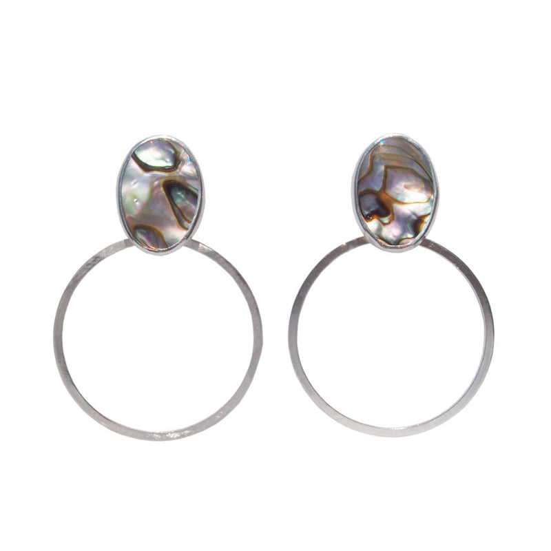Abalone sterling silver hoop earrings handmade