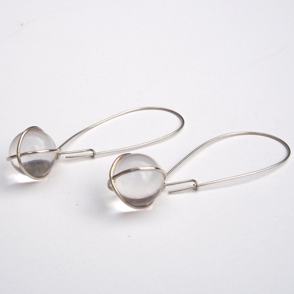 Sterling silver crystal ball earrings
