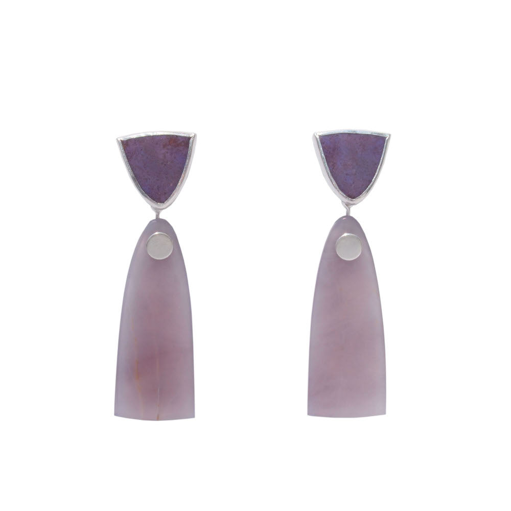 turkish lavender jadeite and purple jade drop earrings with sterling silver