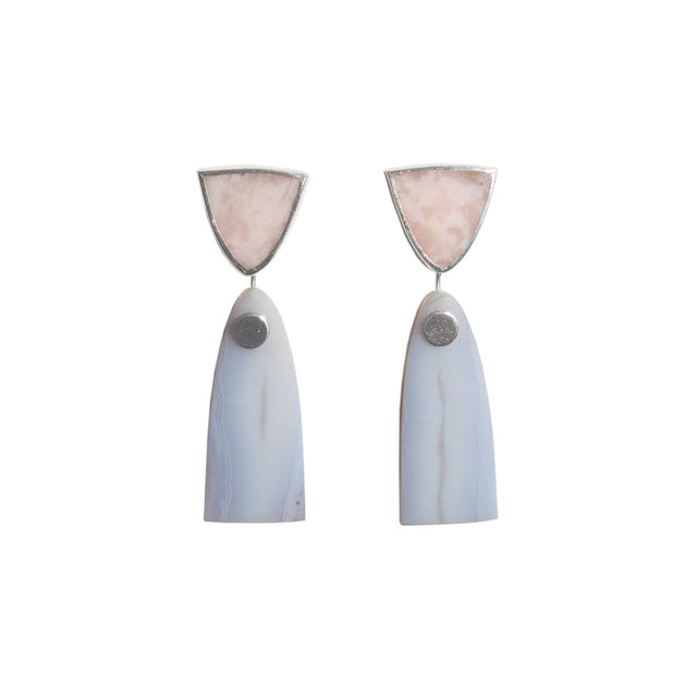 DUO Drops / Pink Opal + Blue Lace Agate