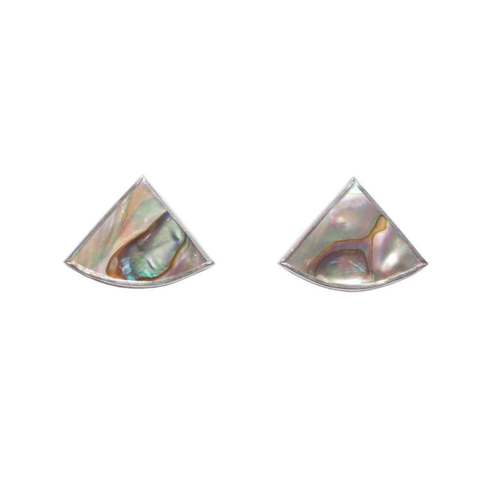 Abalone Sterling Silver Stud Earring Fan Shape